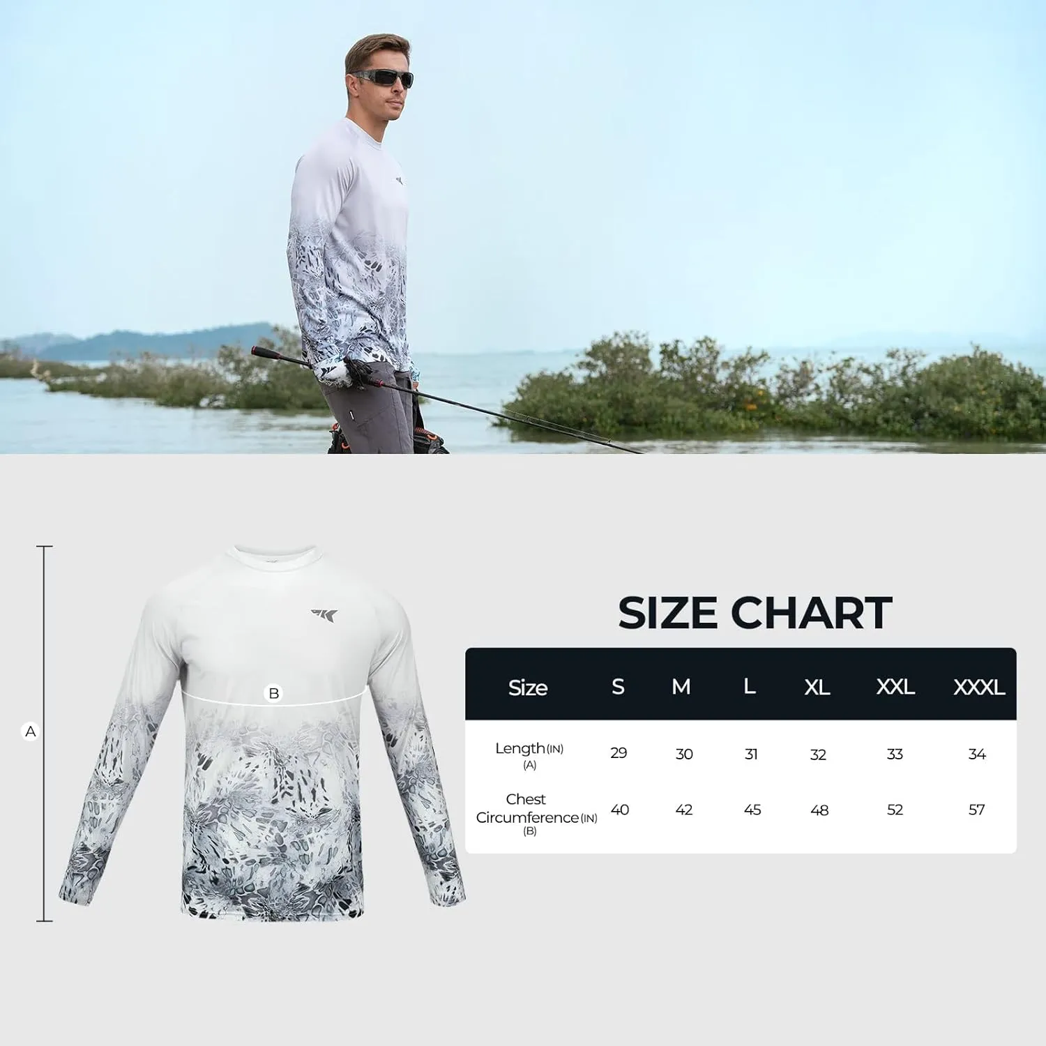 KastKing UPF 50 Fishing Shirts for Men, Long Sleeve Fishing Hiking Shirt, Breathable Moisture Wicking, Sun Shirts for Men