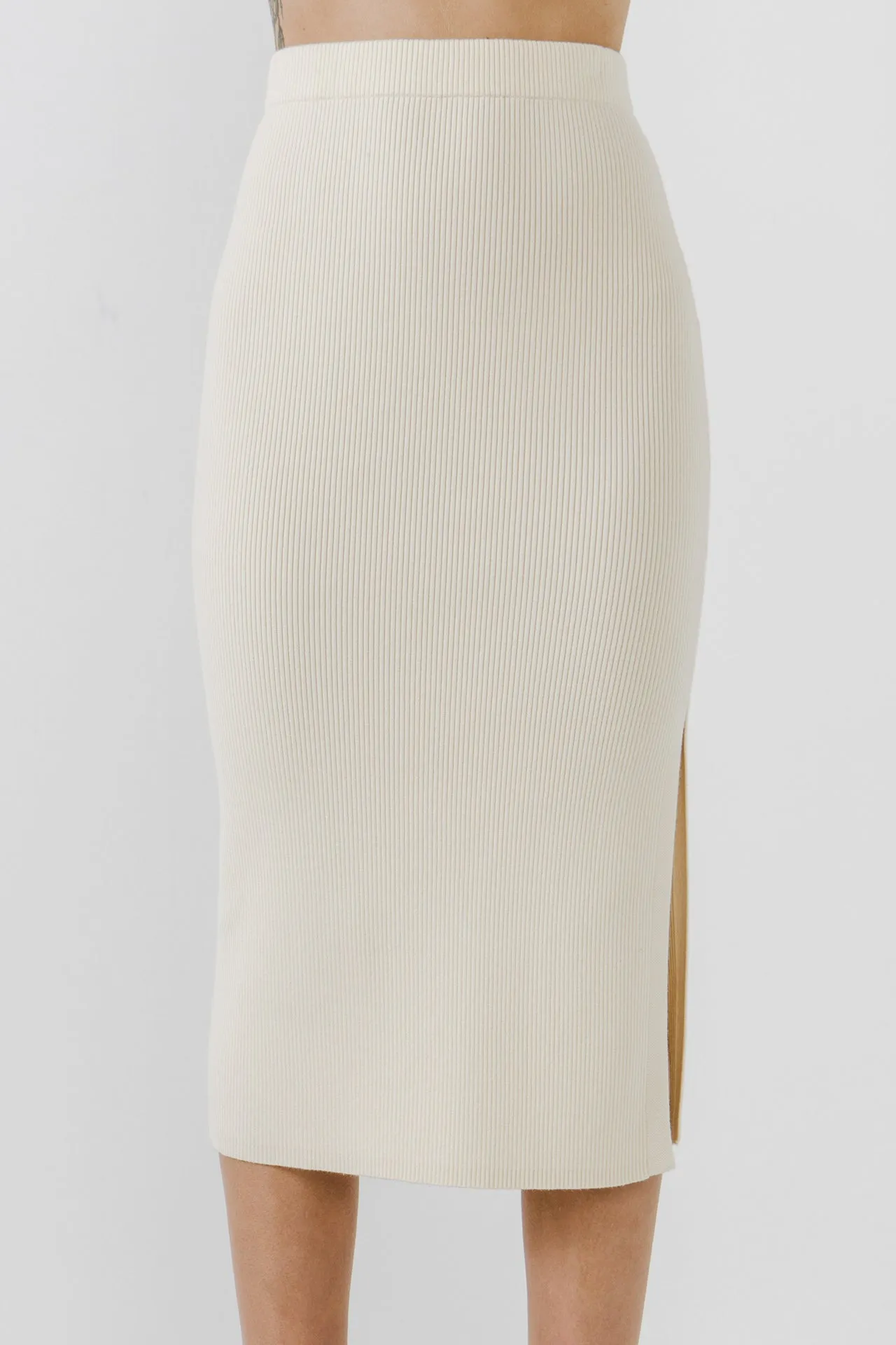 Knit Maxi Skirt With Side Slit