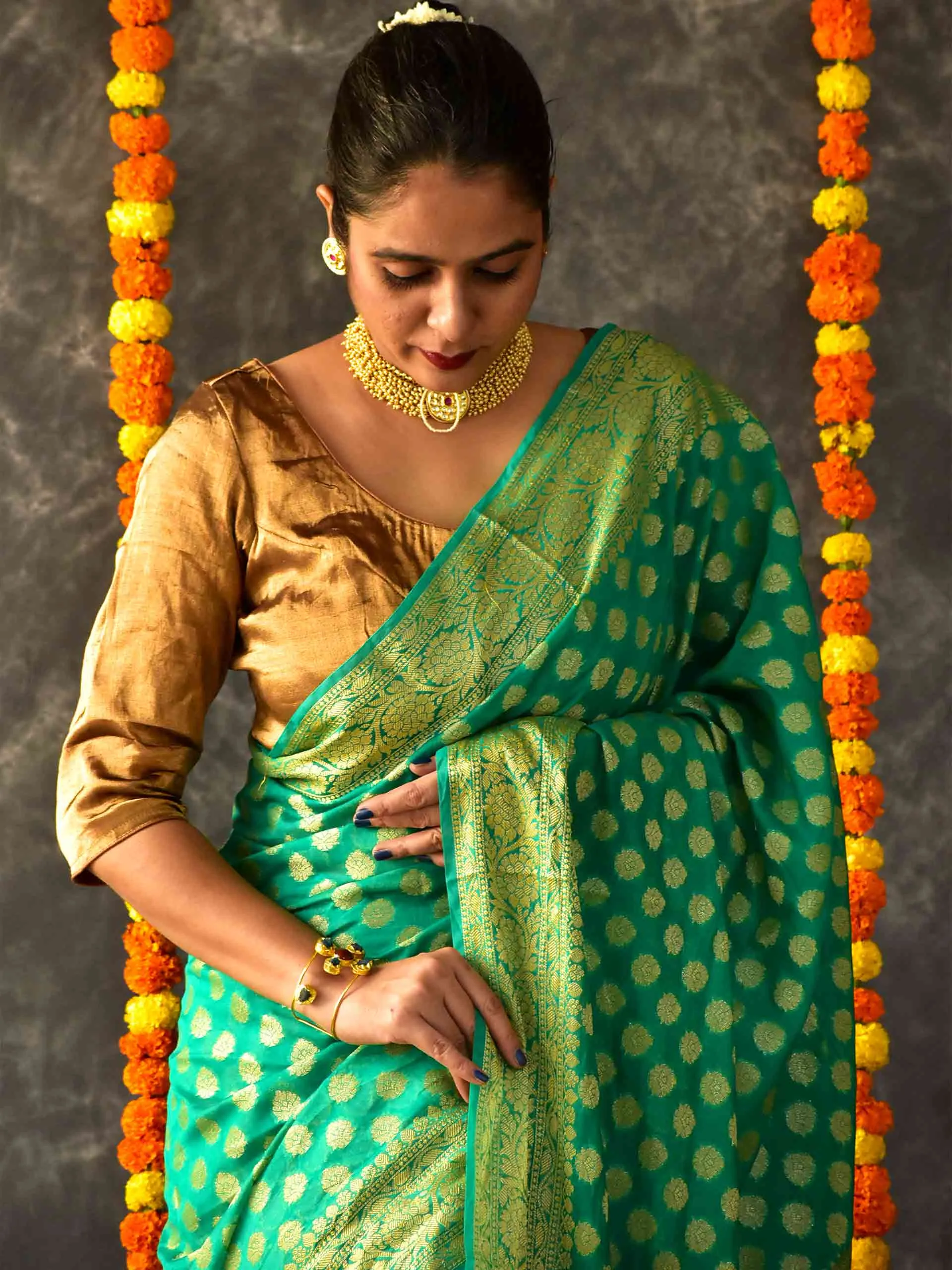Kusum - Georgette zari Saree