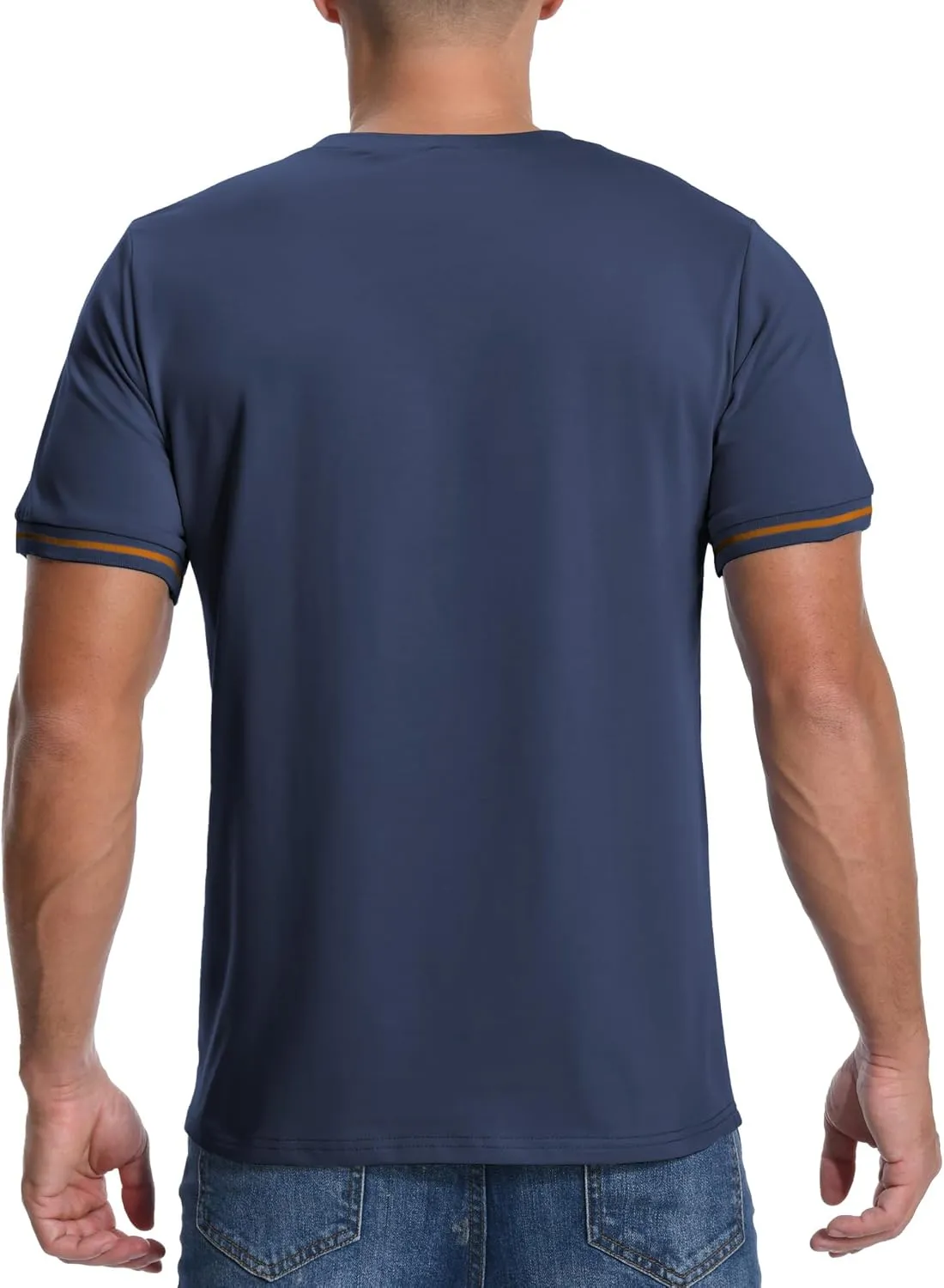 KUYIGO Men's Henley Shirts Short Sleeve Casual Button Cotton Embroidery Fashion Lightweight T-Shirts Tops