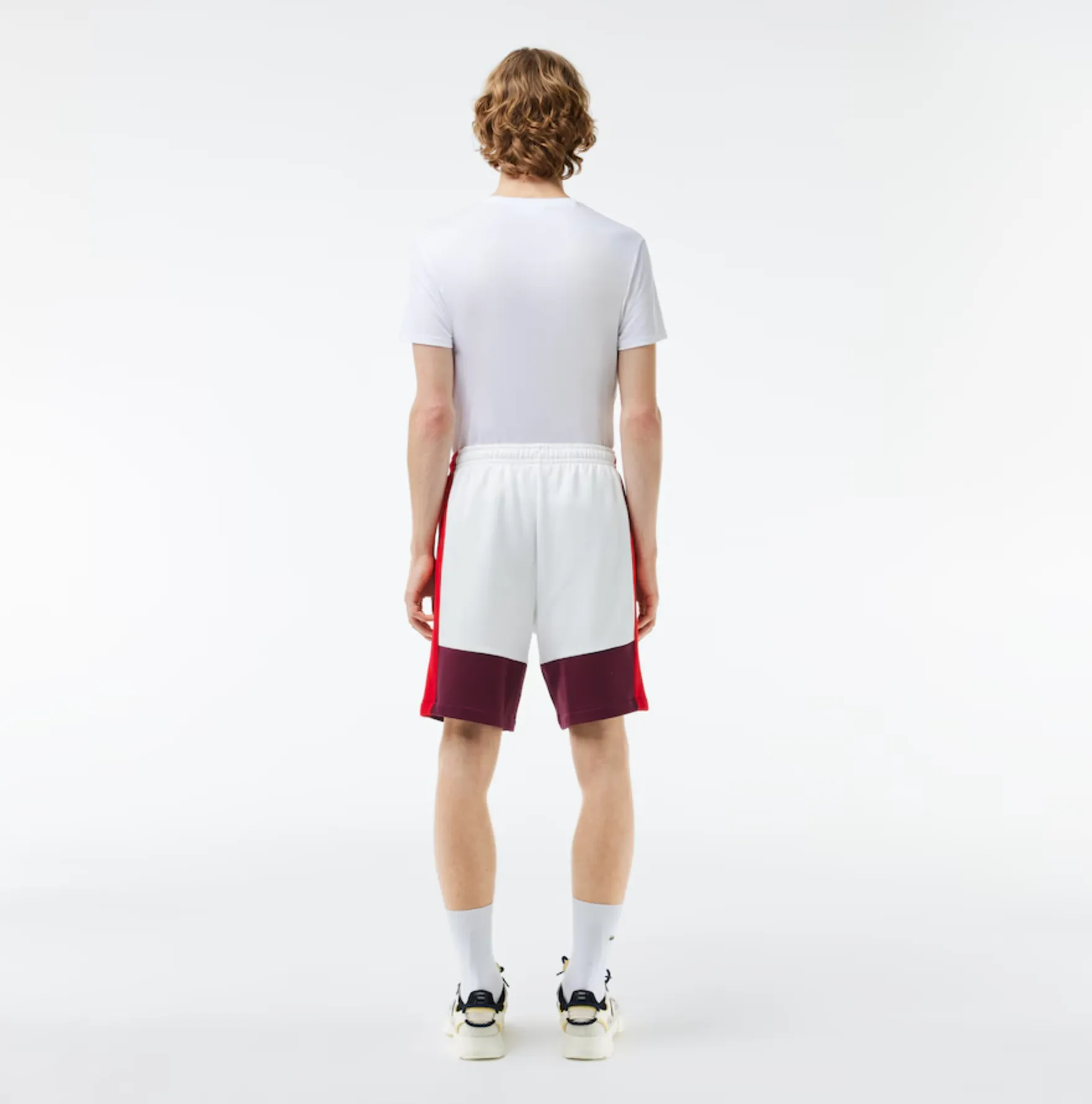 Lacoste Polo T-Shirt - Men's Regular Fit Brushed Fleece Colorblock - White  - GH1319-51