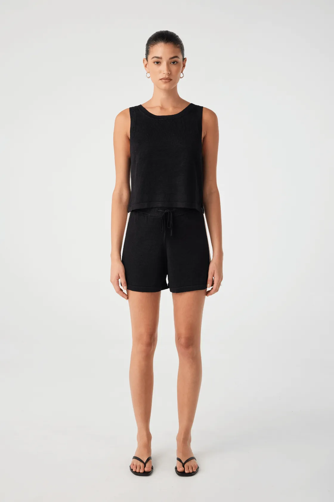 Larri Linen Short - Black & Taupe