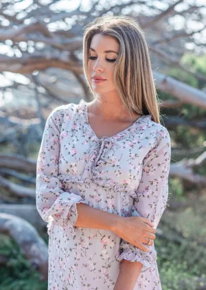 Lavender Floral Chiffon Dress