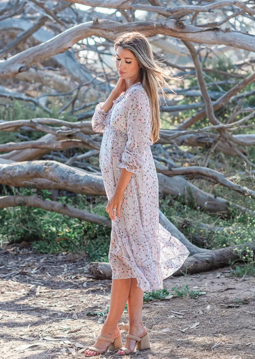 Lavender Floral Chiffon Dress