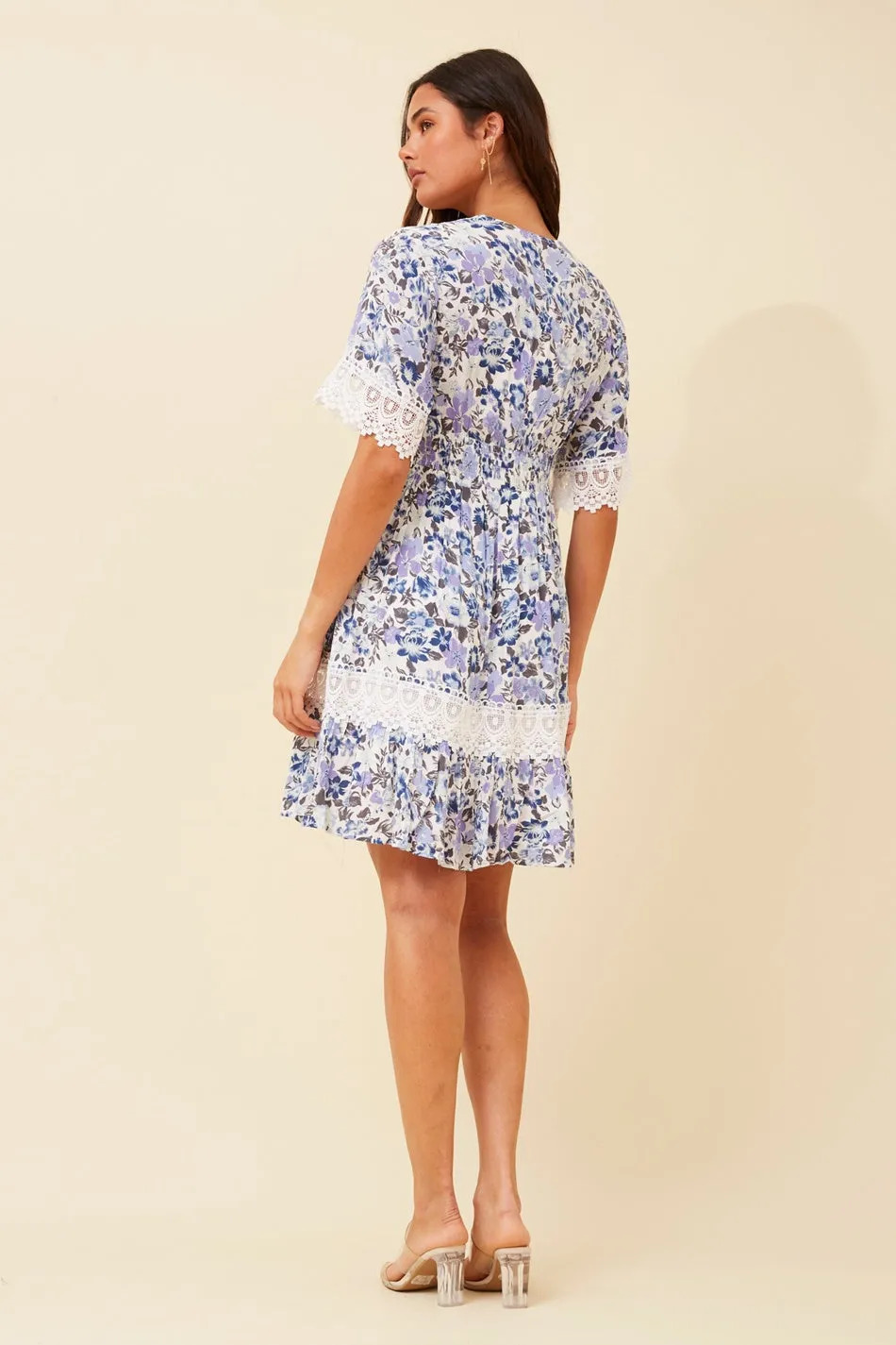 LAYLA FLORAL LACE TRIM DRESS