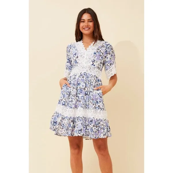 LAYLA FLORAL LACE TRIM DRESS