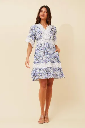LAYLA FLORAL LACE TRIM DRESS