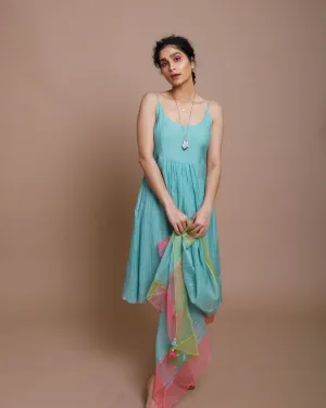 Life in Pink chanderi dress with scarf