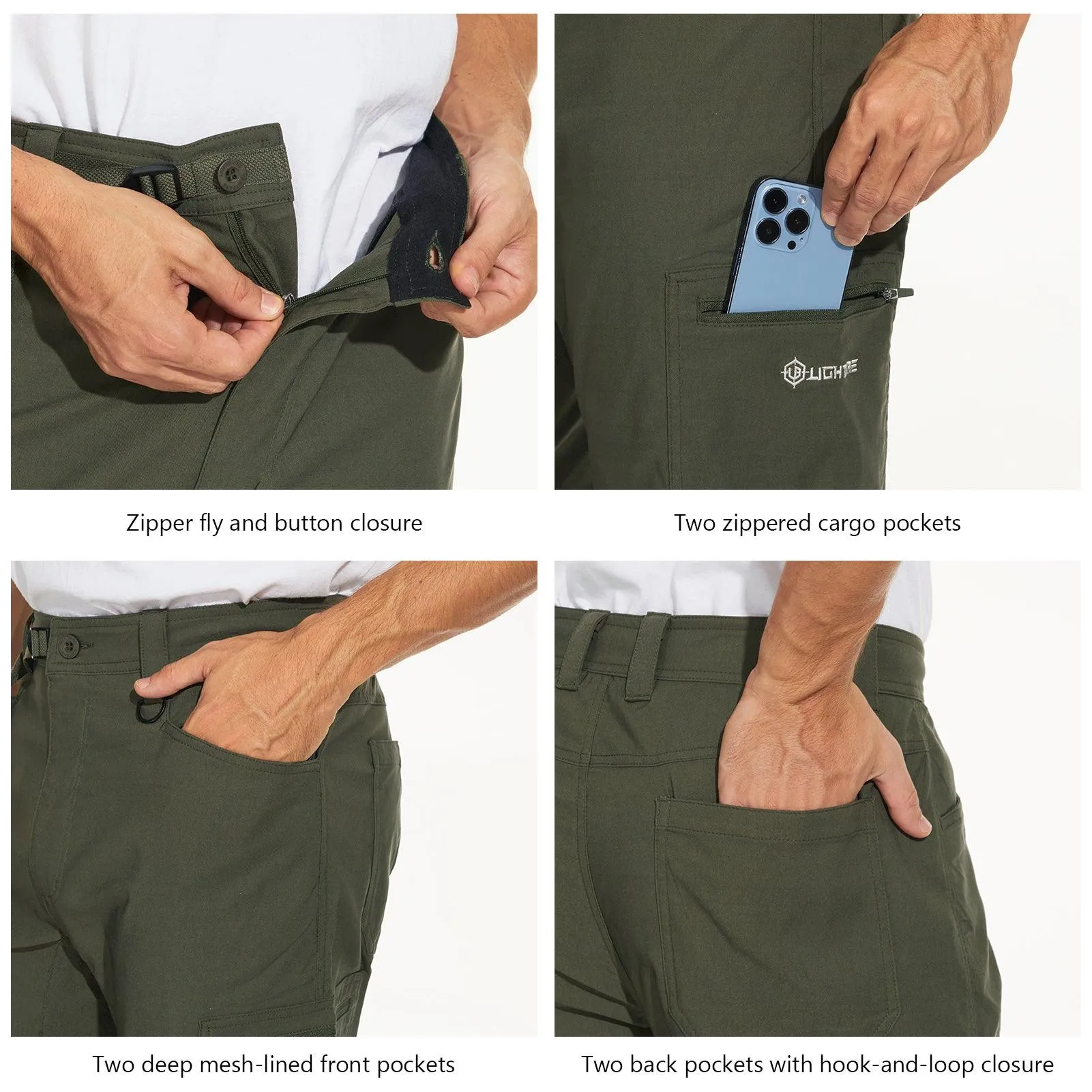 Lightbare Men's UPF 50  Stretch Lightweight Cargo Pants