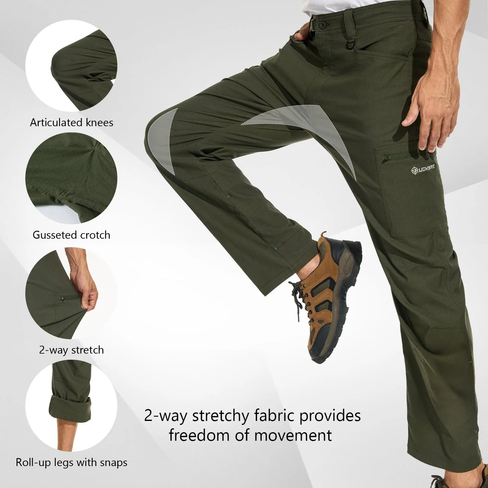 Lightbare Men's UPF 50  Stretch Lightweight Cargo Pants