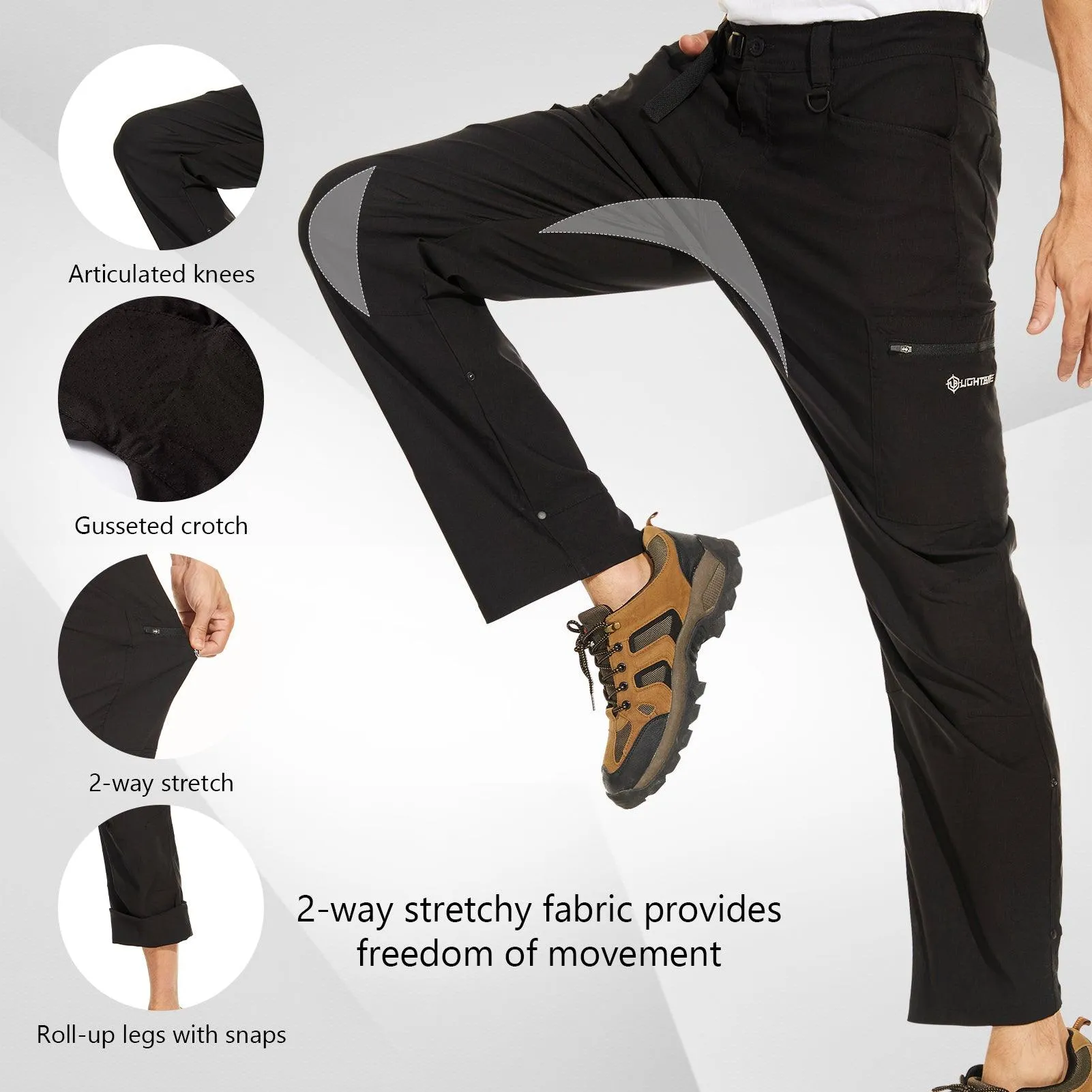 Lightbare Men's UPF 50  Stretch Lightweight Cargo Pants