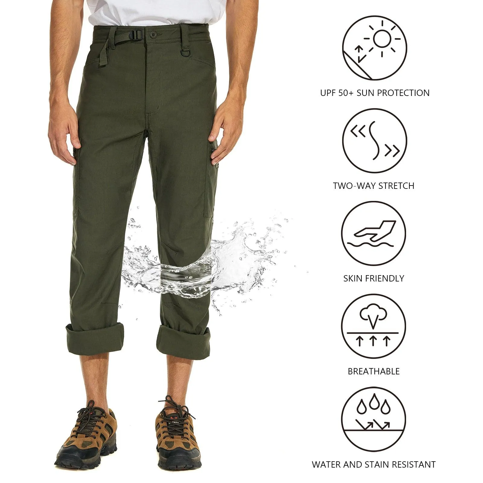Lightbare Men's UPF 50  Stretch Lightweight Cargo Pants