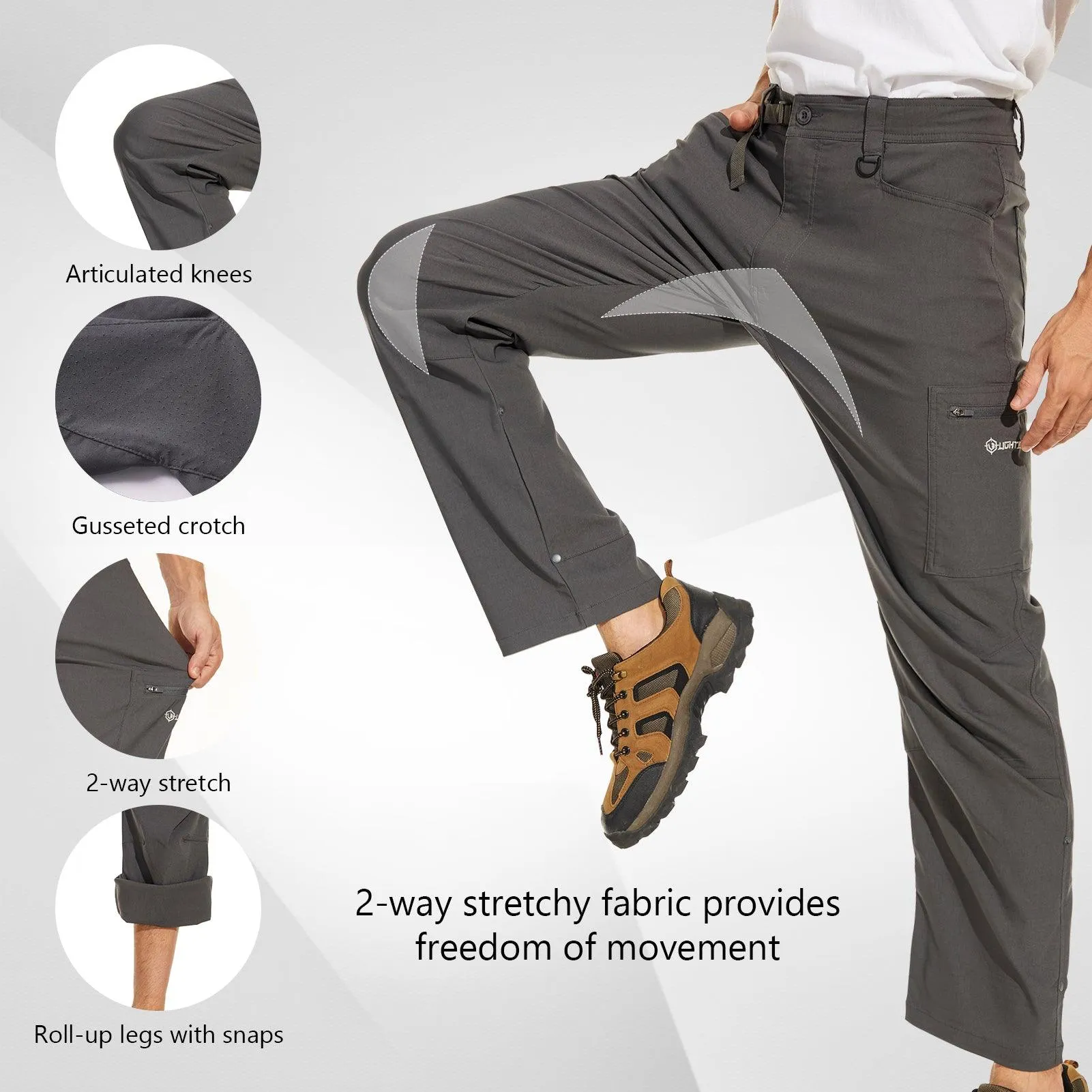 Lightbare Men's UPF 50  Stretch Lightweight Cargo Pants
