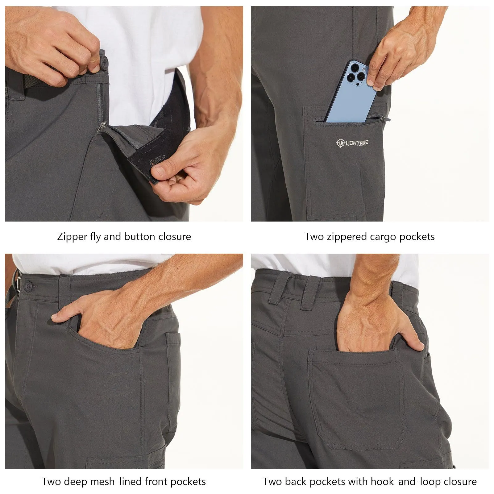 Lightbare Men's UPF 50  Stretch Lightweight Cargo Pants