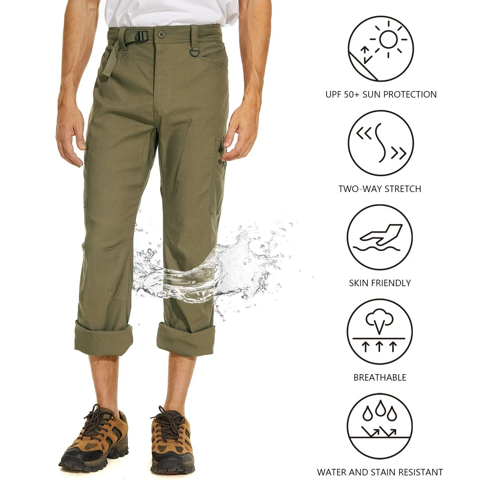 Lightbare Men's UPF 50  Stretch Lightweight Cargo Pants