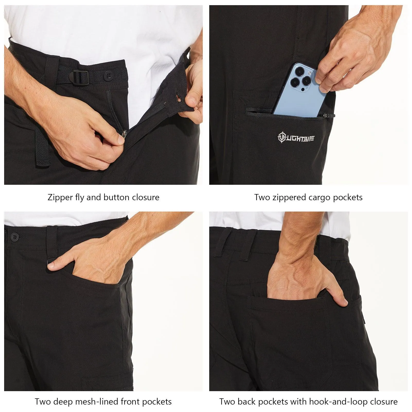 Lightbare Men's UPF 50  Stretch Lightweight Cargo Pants