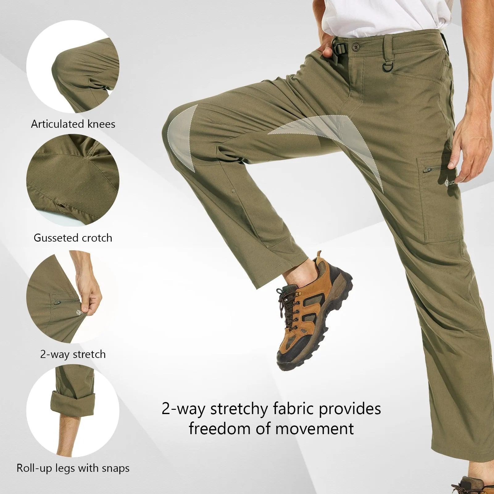 Lightbare Men's UPF 50  Stretch Lightweight Cargo Pants