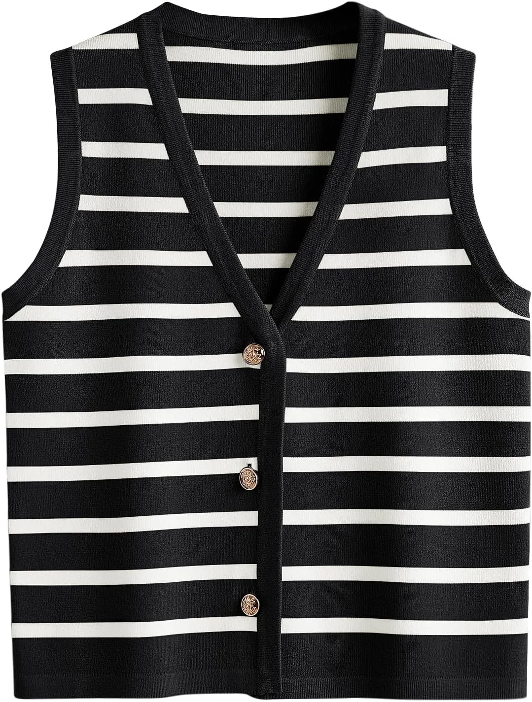 LILLUSORY Summer Vest Tops for Women 2025 Striped Sweater Vests Vacation Button Up Outfits Spring Shirts Blouses Clothes