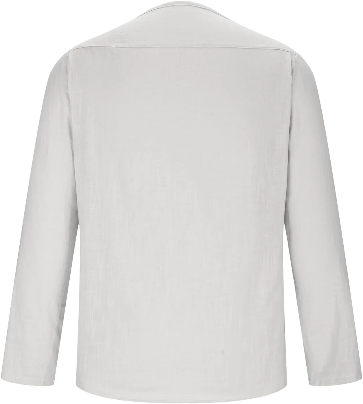 Linen Shirts for Men Long Sleeve Solid Lightweight Crew Neck Casual Shirts Summer Fashion Beach Pullover Tops