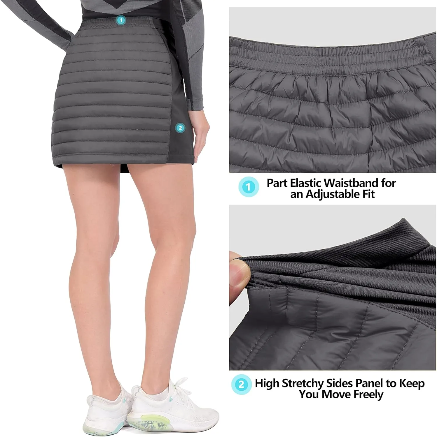 Little Donkey Andy Women's Lightweight Puffer Sport Skorts Warm Quilted Skirt Outdoors Hiking Running