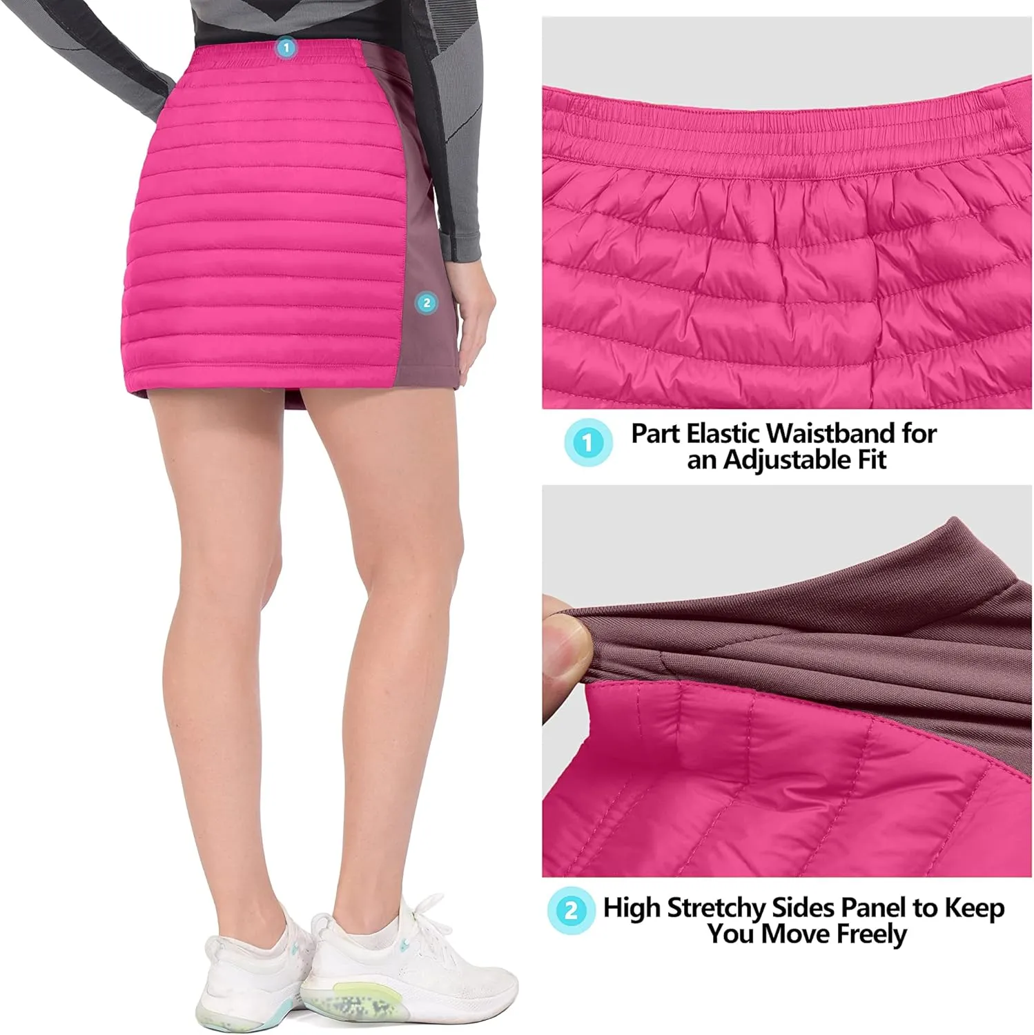 Little Donkey Andy Women's Lightweight Puffer Sport Skorts Warm Quilted Skirt Outdoors Hiking Running
