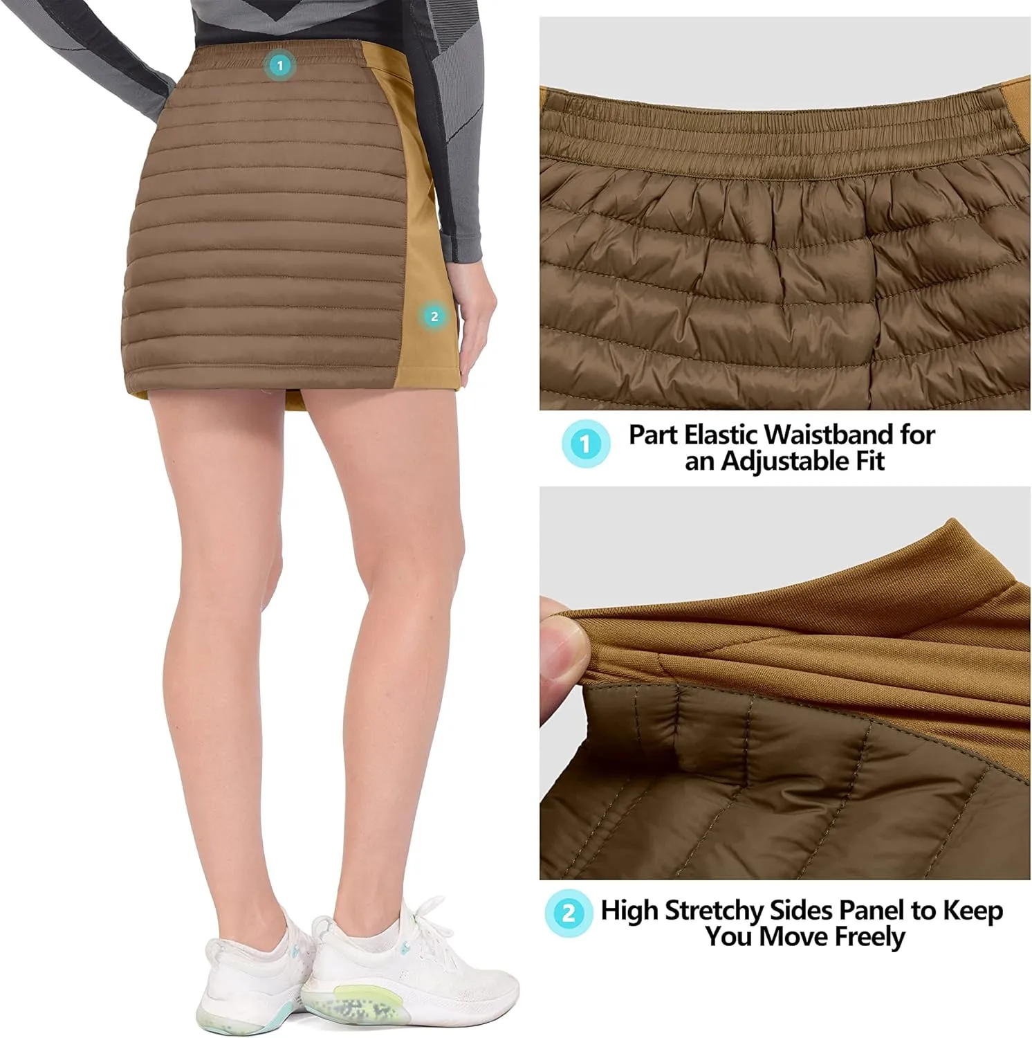 Little Donkey Andy Women's Lightweight Puffer Sport Skorts Warm Quilted Skirt Outdoors Hiking Running