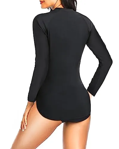 Long Sleeve Rashguard Tops Crew Neck Swim Shirt