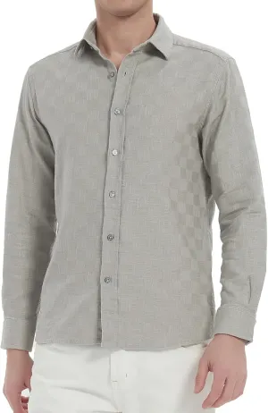Long Sleeve Shirts for Men Striped Button Down Shirt Mens Casual Dress Shirts Cotton Linen Business Regular Fit Shirt
