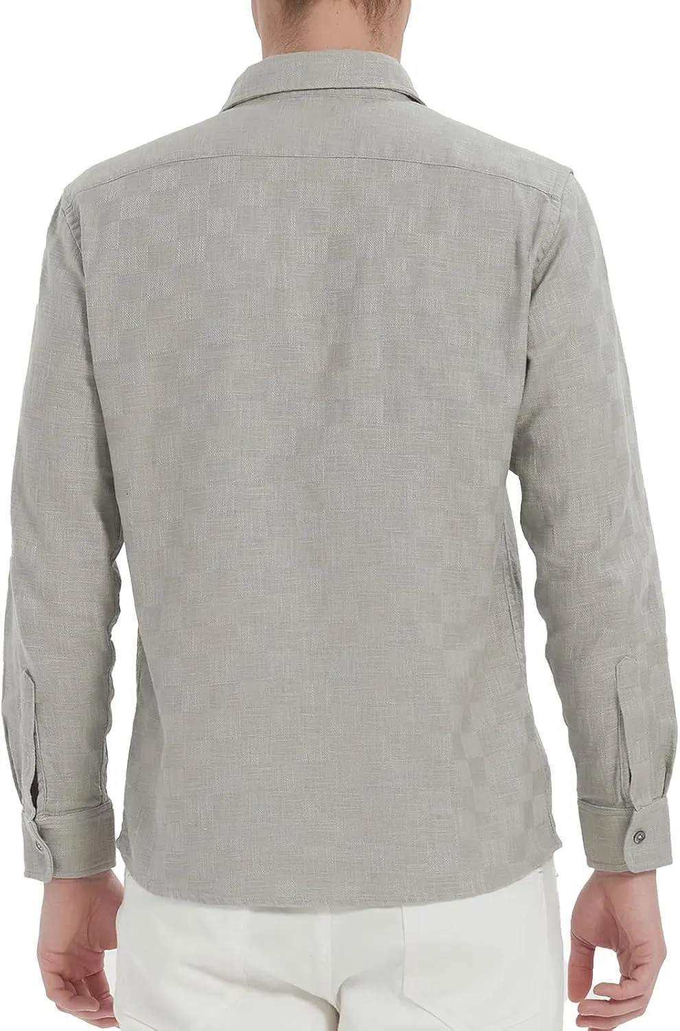 Long Sleeve Shirts for Men Striped Button Down Shirt Mens Casual Dress Shirts Cotton Linen Business Regular Fit Shirt