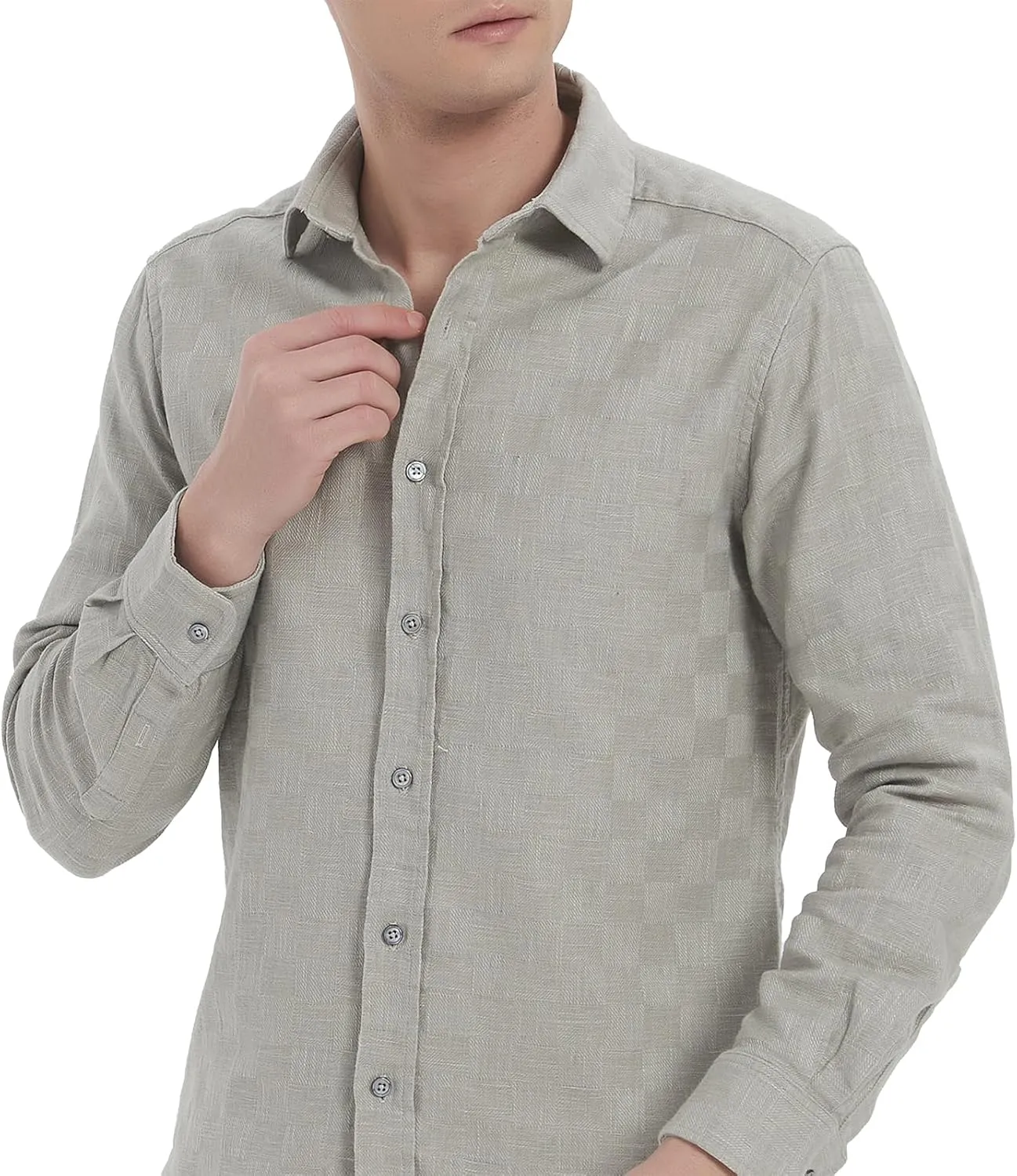 Long Sleeve Shirts for Men Striped Button Down Shirt Mens Casual Dress Shirts Cotton Linen Business Regular Fit Shirt