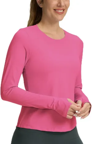 Long Sleeve Workout Tops for Women Lightweight Running Shirts Quick Dry Athletic Shirts Active Exercise