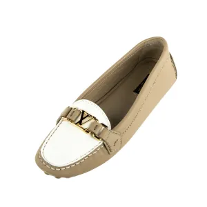 Louis Vuitton Beige & White Bi-Color Leather LV Loafers Size US 11 | EU 41