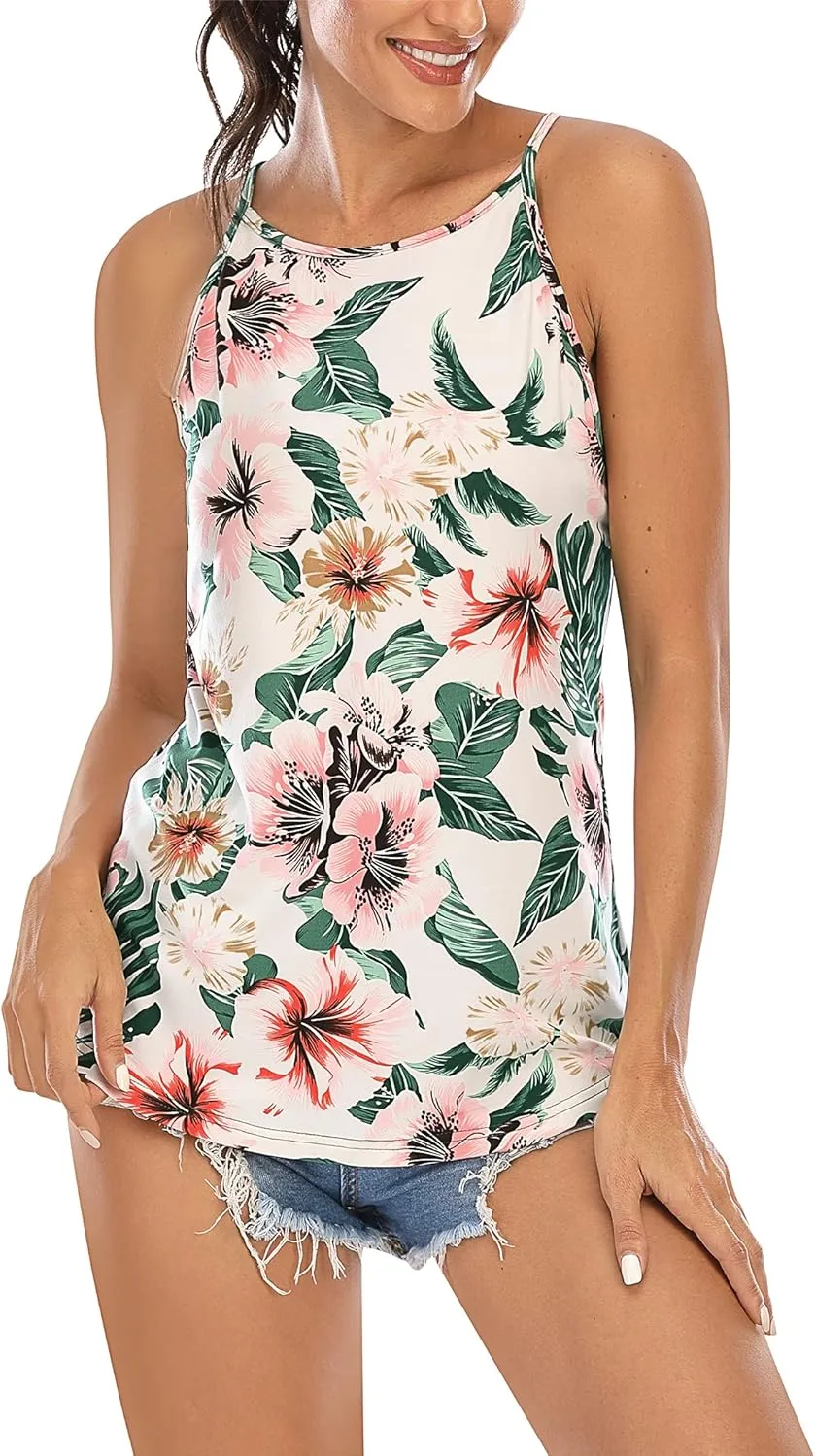 LouKeith Womens Tank Top Racerback Halter Tops Sleeveless Shirts Spaghetti Strap Camisole Casual Summer Basic Blouses