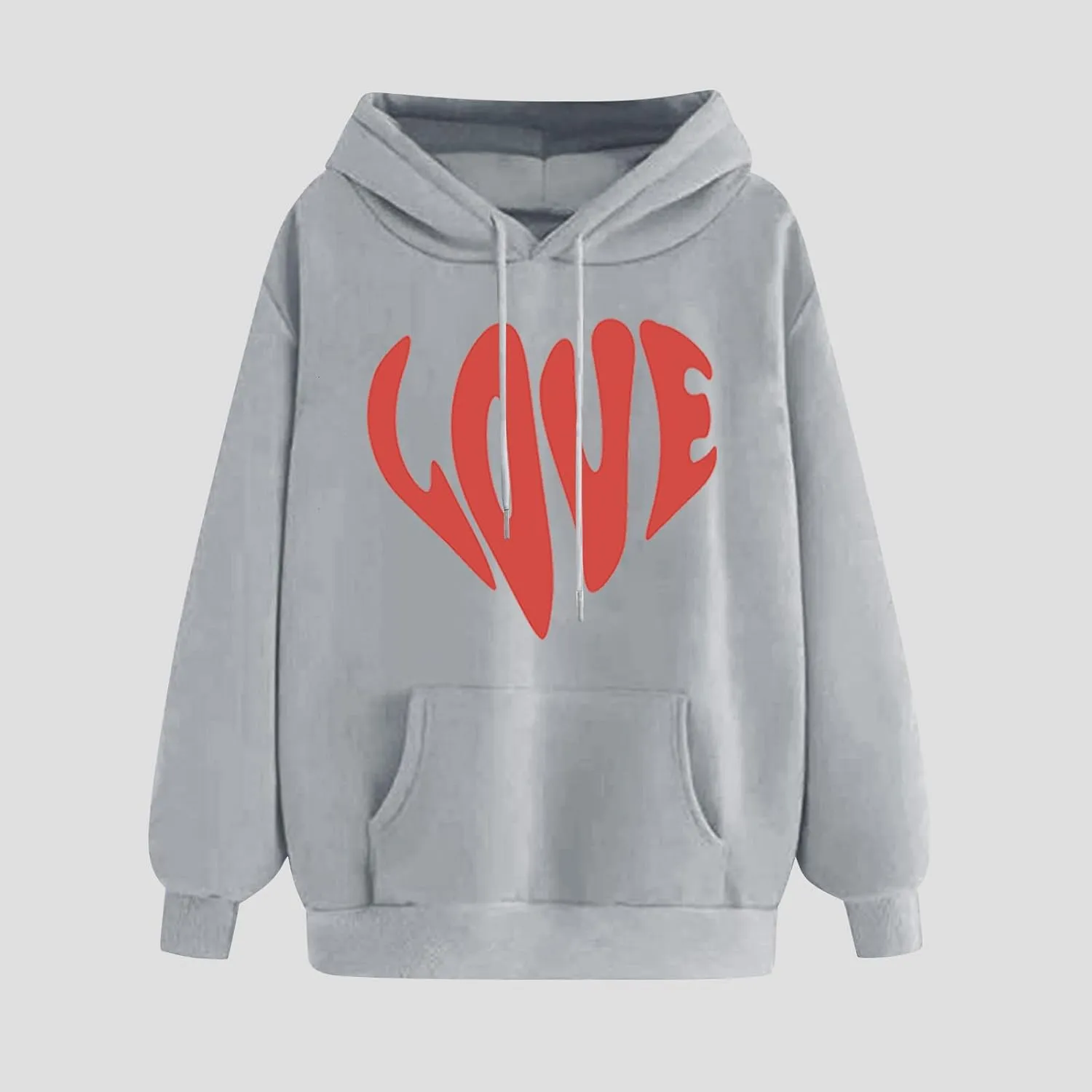 LOVE Cute Hoodies for Women 2024 Fashion Fall Winter Going Out Hooded Sweatshirts Casual Oversized Cozy Pullover Tops