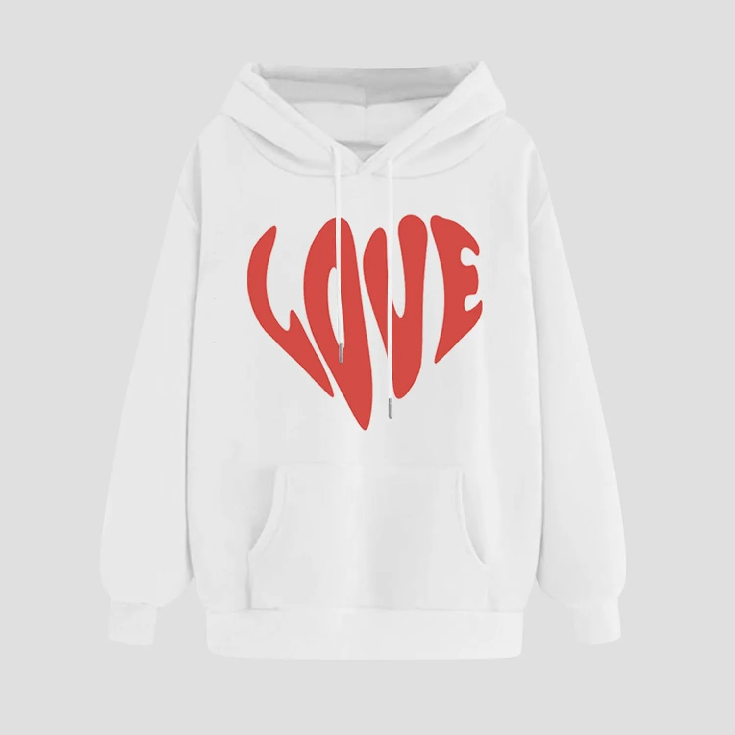 LOVE Cute Hoodies for Women 2024 Fashion Fall Winter Going Out Hooded Sweatshirts Casual Oversized Cozy Pullover Tops