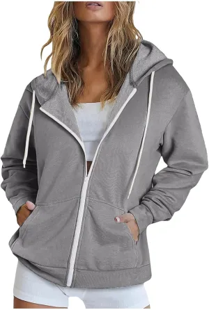 LRMQS Womens Fall Fashion 2024 Hoodies Zip up Long Sleeve Sweatshirt Jackets with Pocket Loose Casual Trendy Clothes Outfits