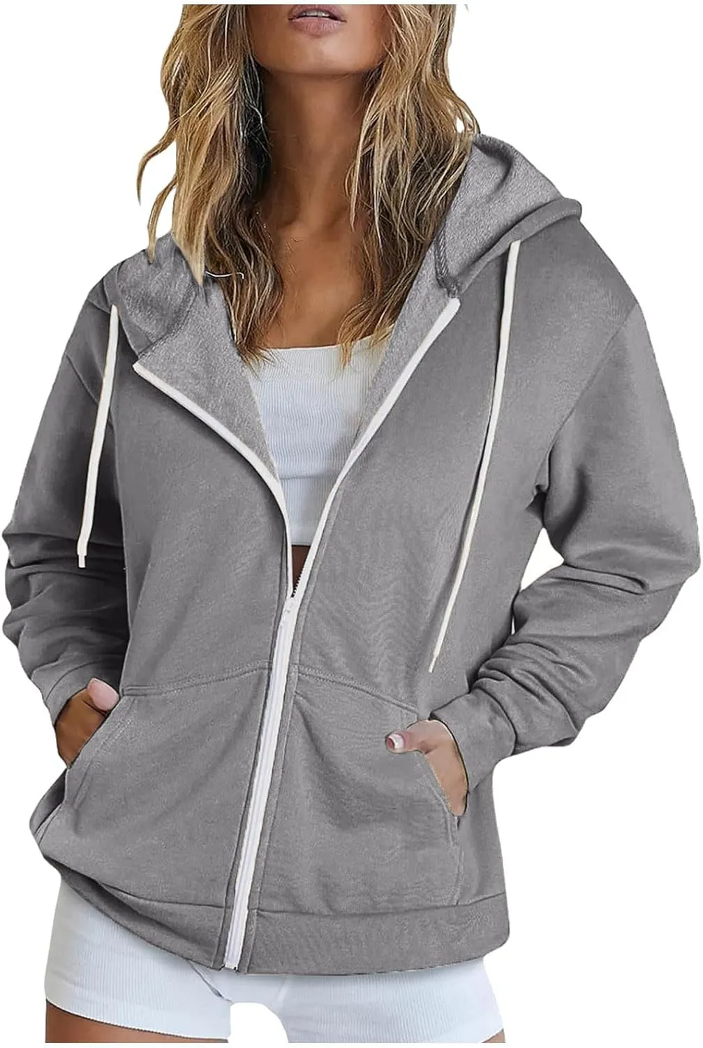 LRMQS Womens Fall Fashion 2024 Hoodies Zip up Long Sleeve Sweatshirt Jackets with Pocket Loose Casual Trendy Clothes Outfits