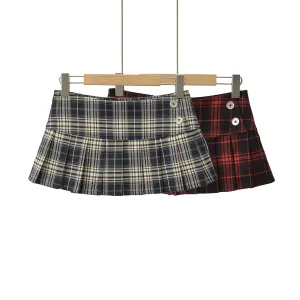 LVSANW Summer Mini skirts for woman vintage korean fashion plaid skirts for women y2k skirts pleated red plaid skirts preppy style
