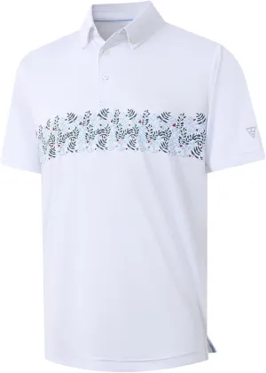 M MAELREG Golf Shirts for Men Dry Fit Moisture Wicking Performance Lightweight Print Pattern Short Sleeve Mens Polo Shirts