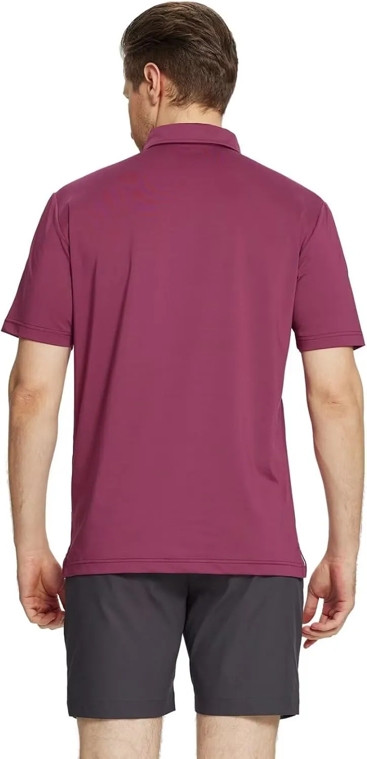 M MAELREG Golf Shirts for Men Dry Fit Moisture Wicking Performance Lightweight Print Pattern Short Sleeve Mens Polo Shirts