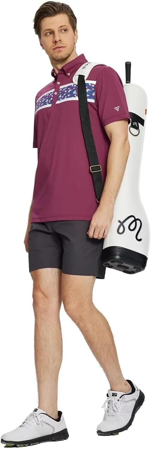 M MAELREG Golf Shirts for Men Dry Fit Moisture Wicking Performance Lightweight Print Pattern Short Sleeve Mens Polo Shirts