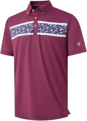M MAELREG Golf Shirts for Men Dry Fit Moisture Wicking Performance Lightweight Print Pattern Short Sleeve Mens Polo Shirts