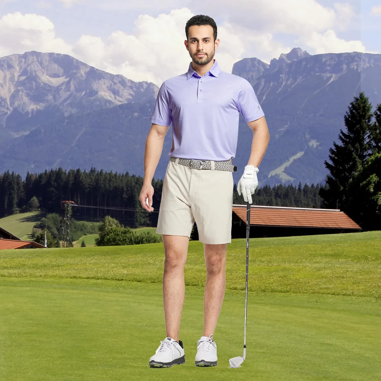 M MAELREG Golf Shirts for Men Dry fit Sports Jacquard Lightweight Performance Texture Short Sleeve Collared Polo Shirts