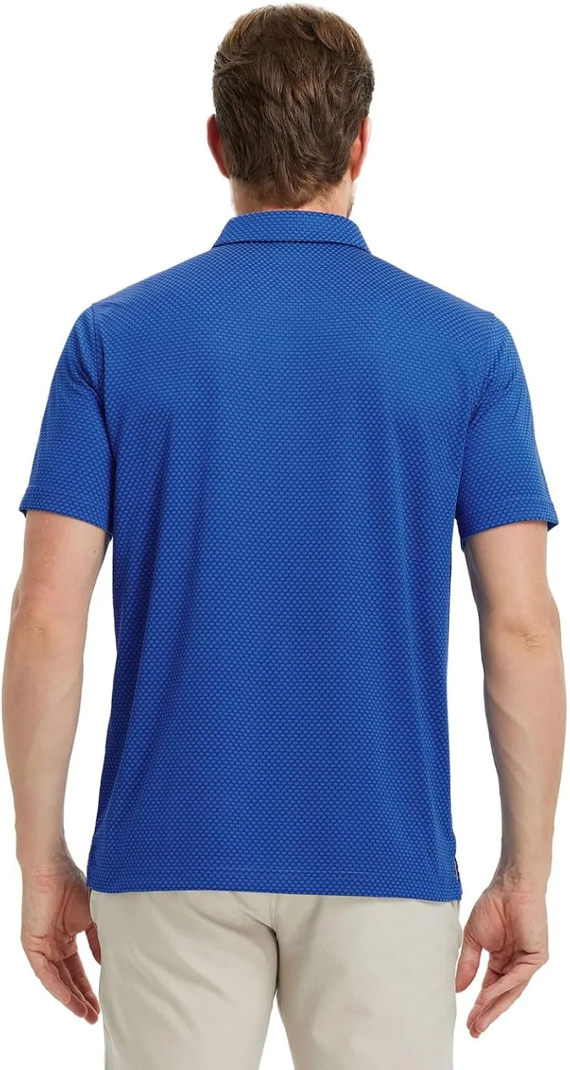 M MAELREG Golf Shirts for Men Moisture Wicking Jacquard Breathable Performance Dry Fit Collared Mens Polo Shirts Short Sleeve