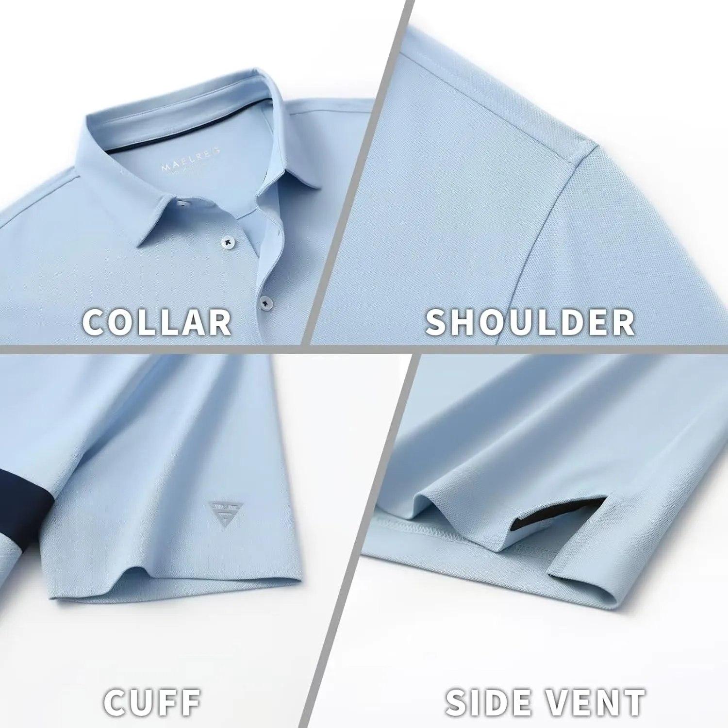 M MAELREG Golf Shirts for Men Short Sleeve Performance Dry Fit Lightweight Moisture Wicking Pique Casual Men's Polo Shirts