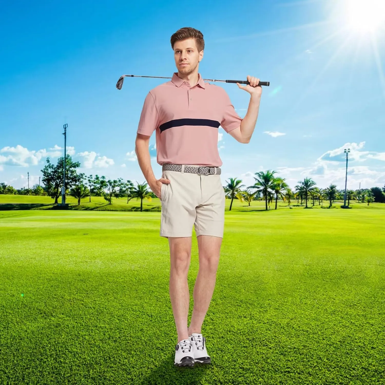 M MAELREG Golf Shirts for Men Short Sleeve Performance Dry Fit Lightweight Moisture Wicking Pique Casual Men's Polo Shirts