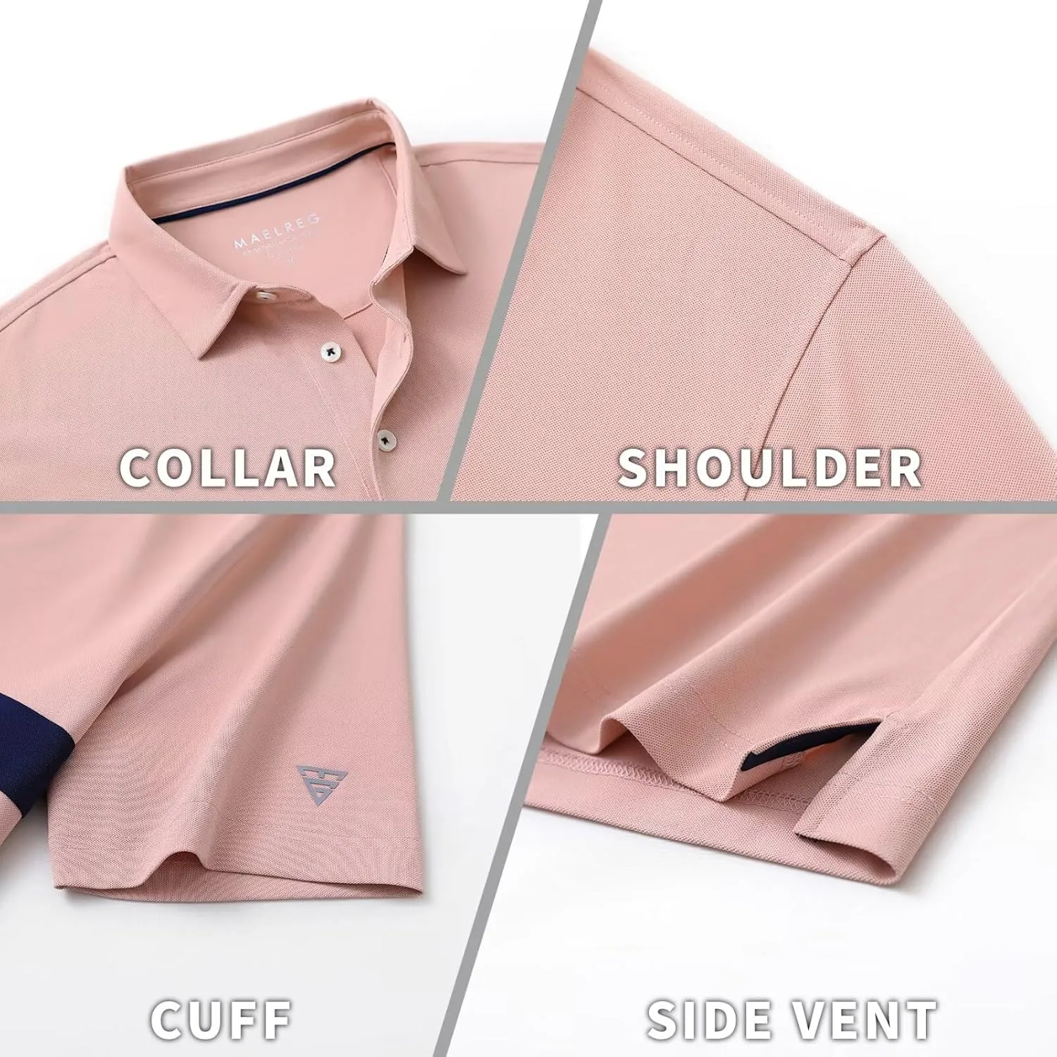 M MAELREG Golf Shirts for Men Short Sleeve Performance Dry Fit Lightweight Moisture Wicking Pique Casual Men's Polo Shirts