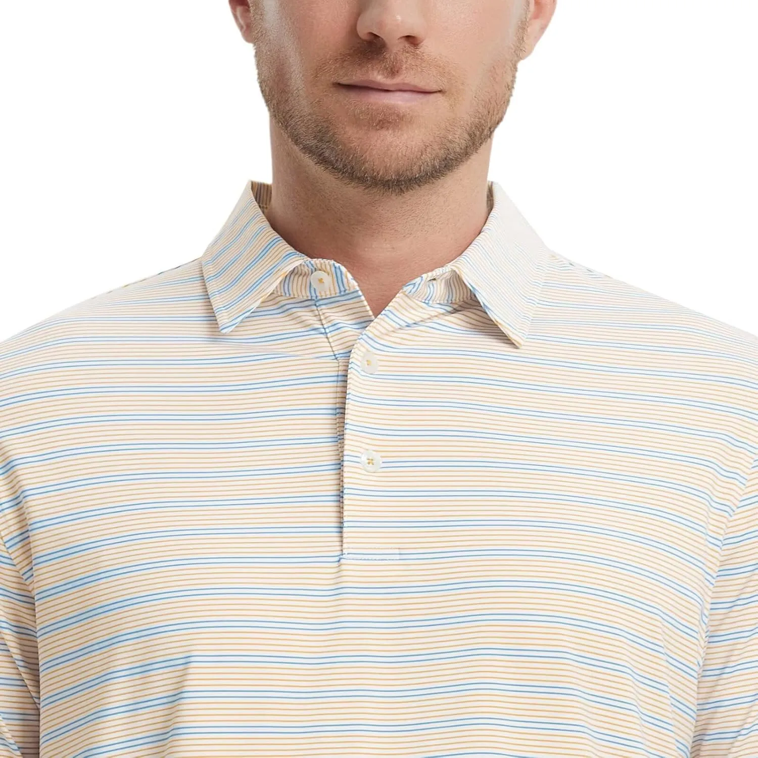M MAELREG Mens Golf Shirts Dry Fit Moisture Wicking Performance Sports Short Sleeve Striped Collared Polo Shirts for Men