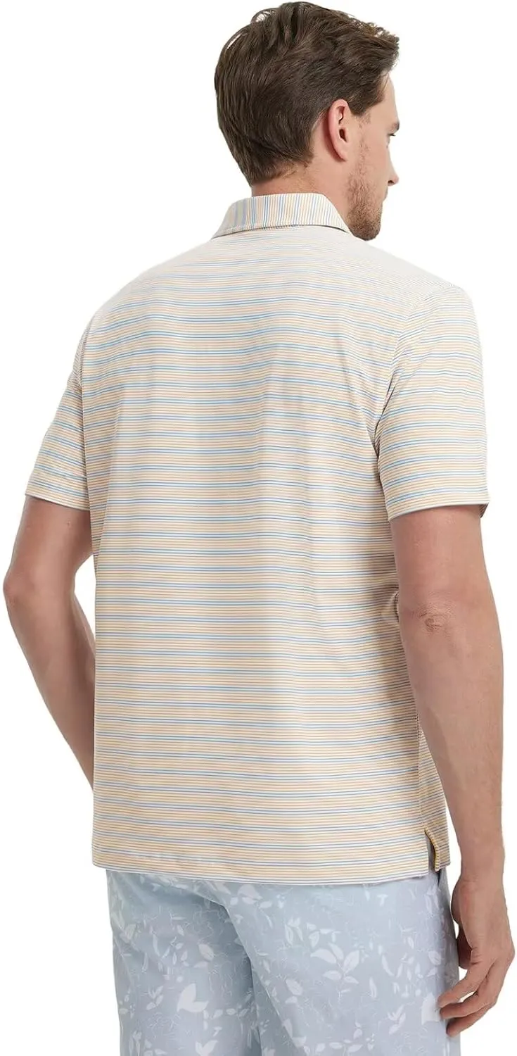 M MAELREG Mens Golf Shirts Dry Fit Moisture Wicking Performance Sports Short Sleeve Striped Collared Polo Shirts for Men