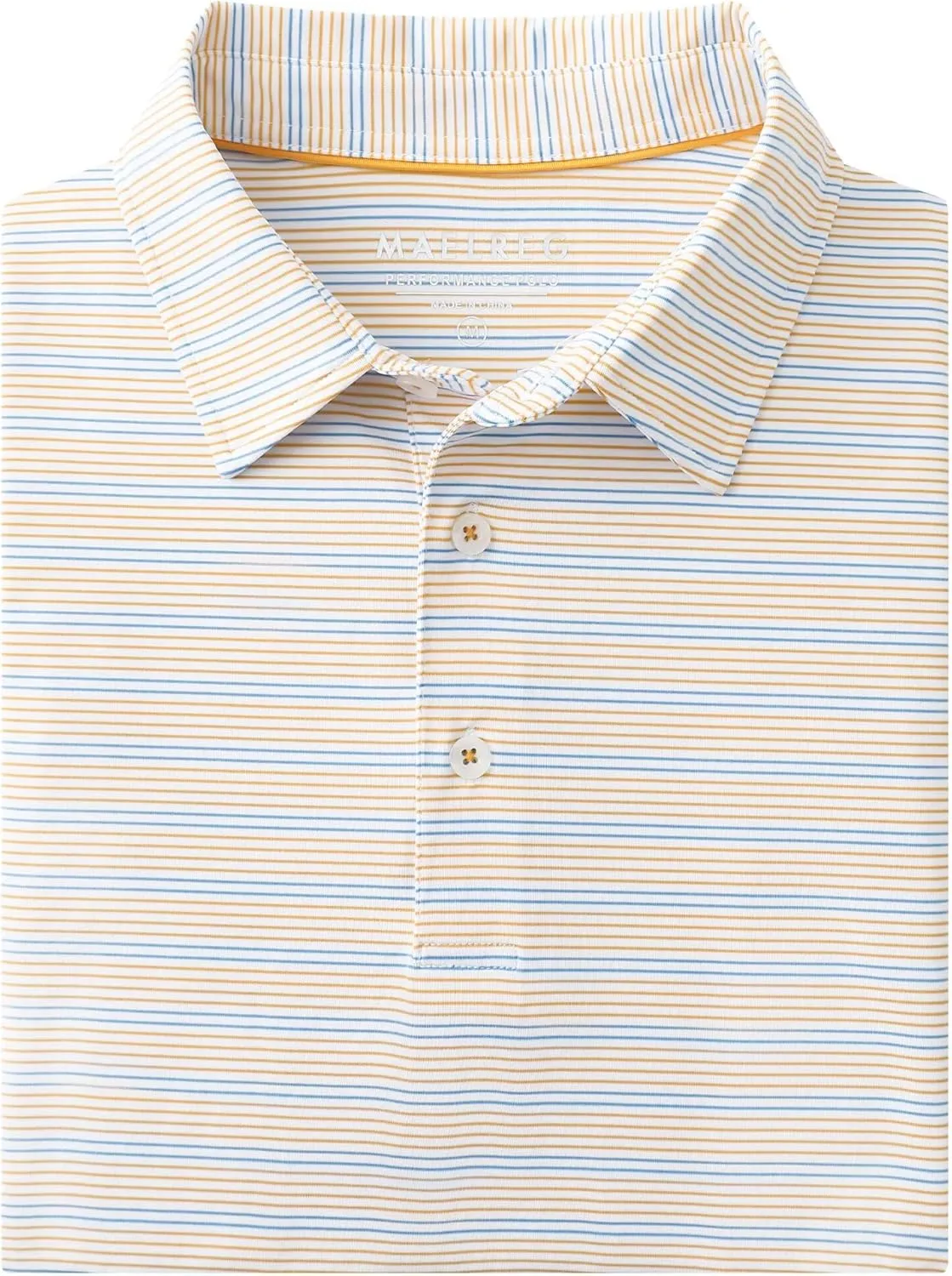 M MAELREG Mens Golf Shirts Dry Fit Moisture Wicking Performance Sports Short Sleeve Striped Collared Polo Shirts for Men